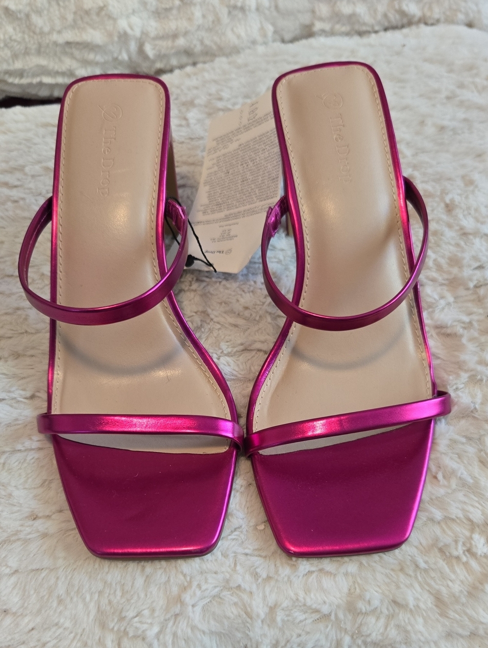TheDuo Metallic Fuchsia Strappy Square-Toe Heels